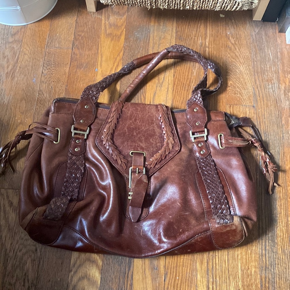 Vintage Cole Hann Brown Leather with brass detailing Purse